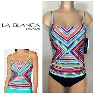 New. La Blanca stripe tankini top. 8. Retails $99